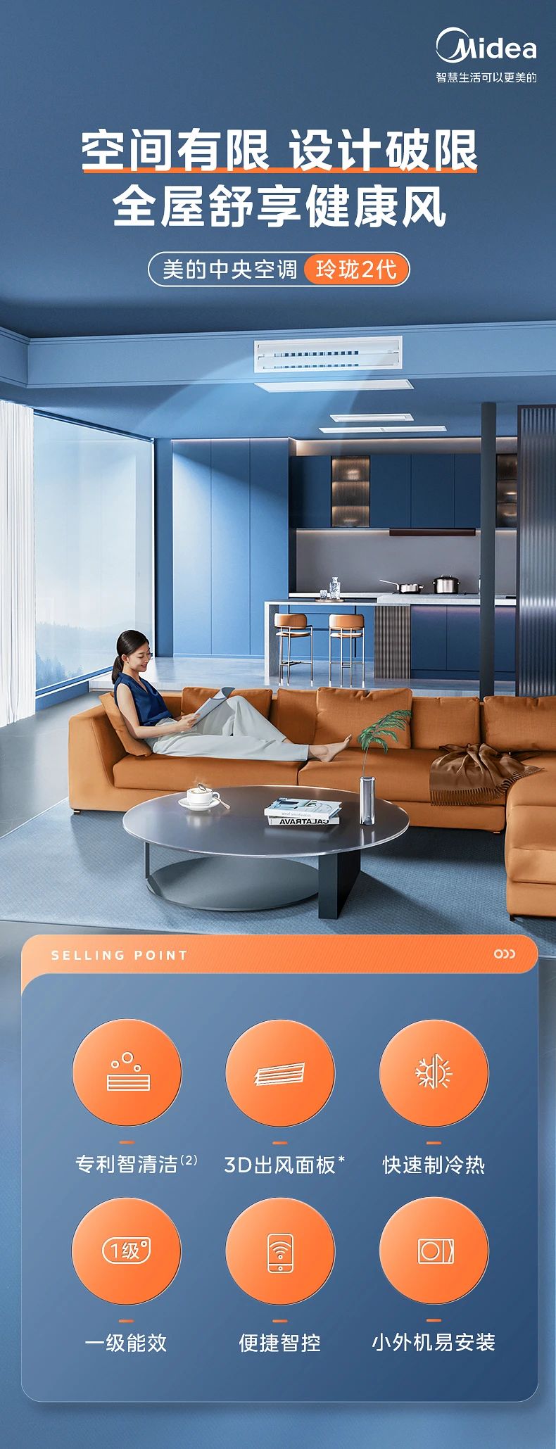 [ 美的玲珑 2 代新能效]中央空调空间有限 设计破限