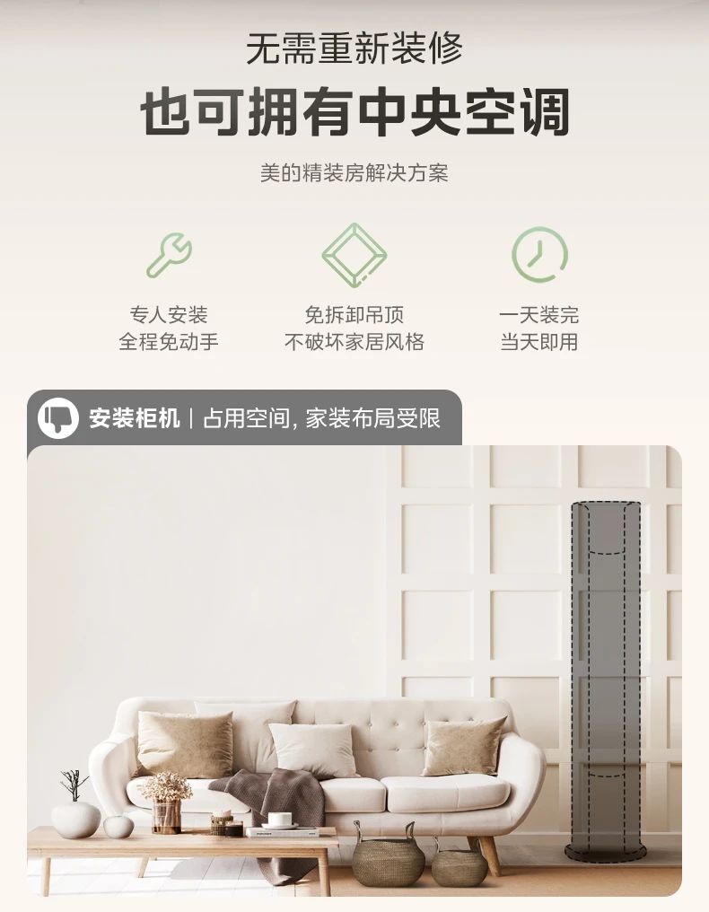 [美的乐享 3 代]客厅中央空调智控旗舰 强劲性能 全直流变频技术|3D环流风|一级能效