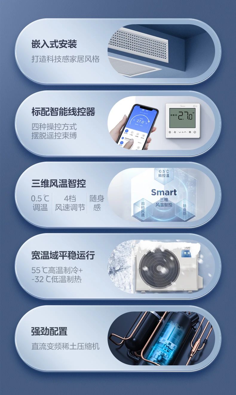 [美的雅境]客厅中央空调无线互联 科技智控 三维风温智控|嵌入式安装|无线智联