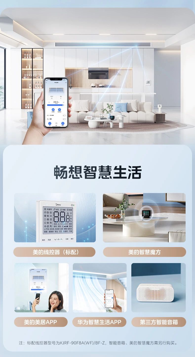 [美的美家]客厅中央空调健康空调选美家 专业健康空气系统|泰坦外机|全直流一级变频