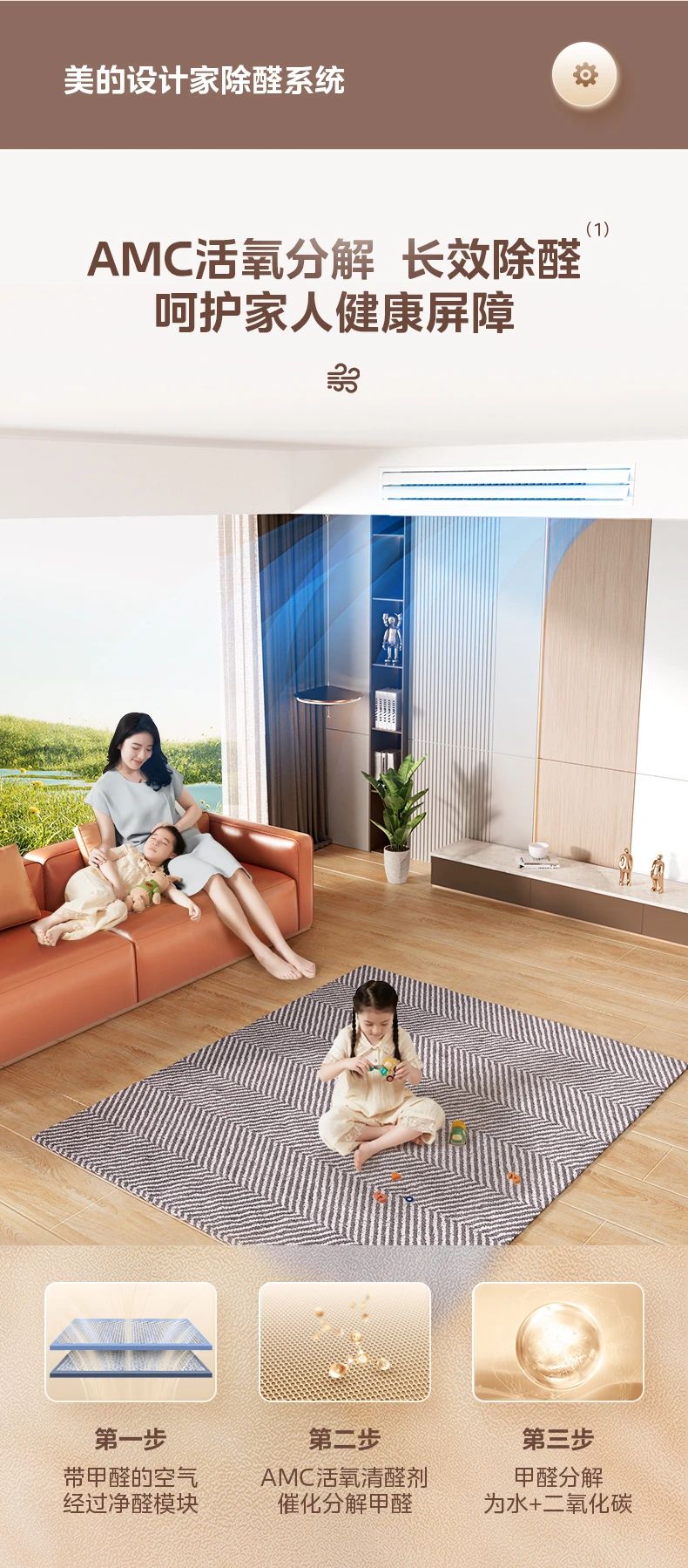 [美的设计家]客厅中央空调多彩智控 长效除醛 R32冷媒 嵌入安装|长效除醛|第四代智清洁