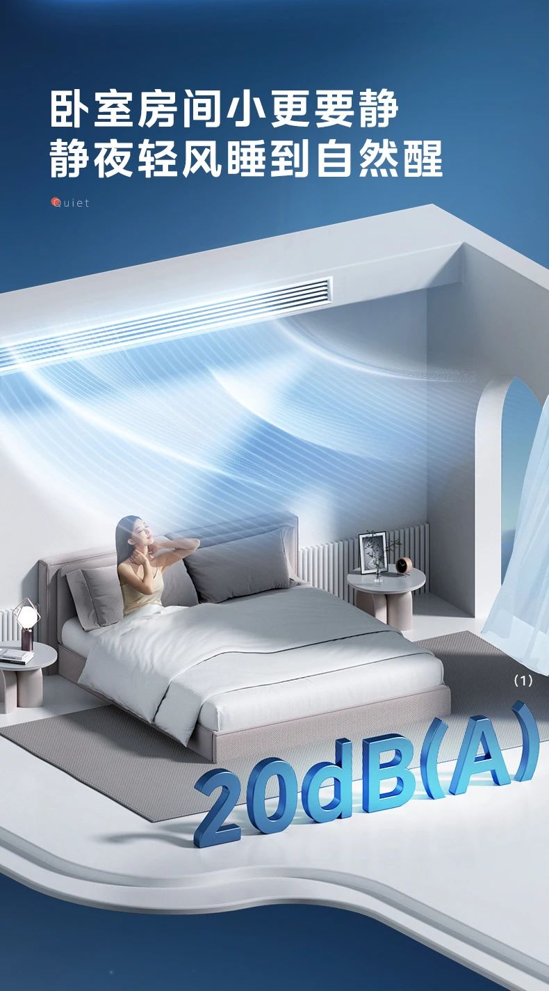 [美的 超薄轻音]内机超薄灵活装 轻音运行 低噪运行|安全监测|恒净科技