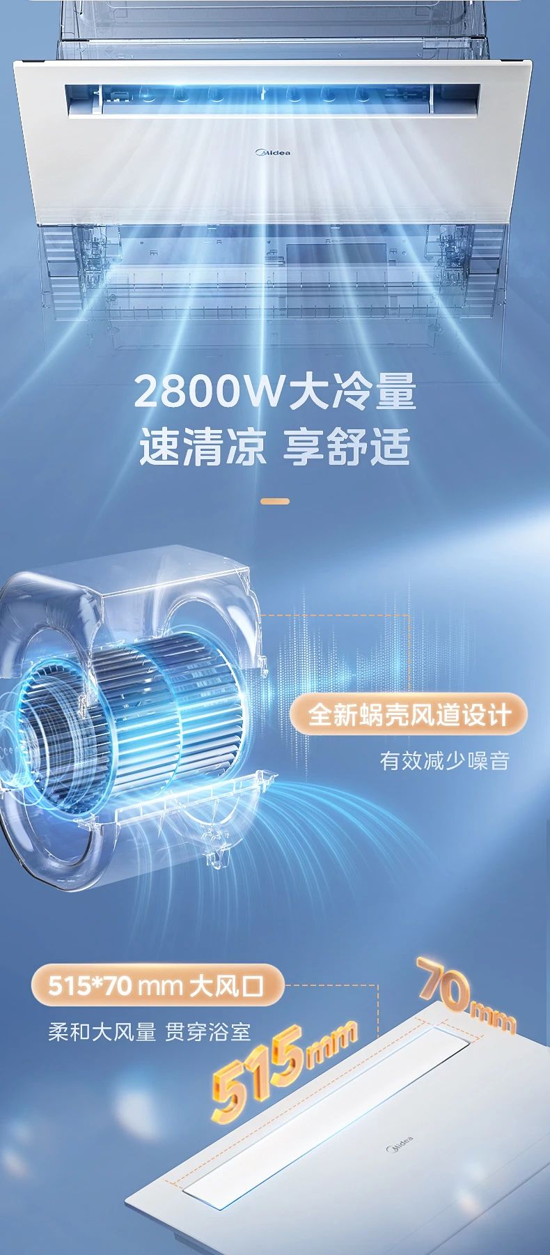 [美的多功能卫浴]中央空调一机多用五合一 大功率速冷暖|机身防潮|小巧易安装