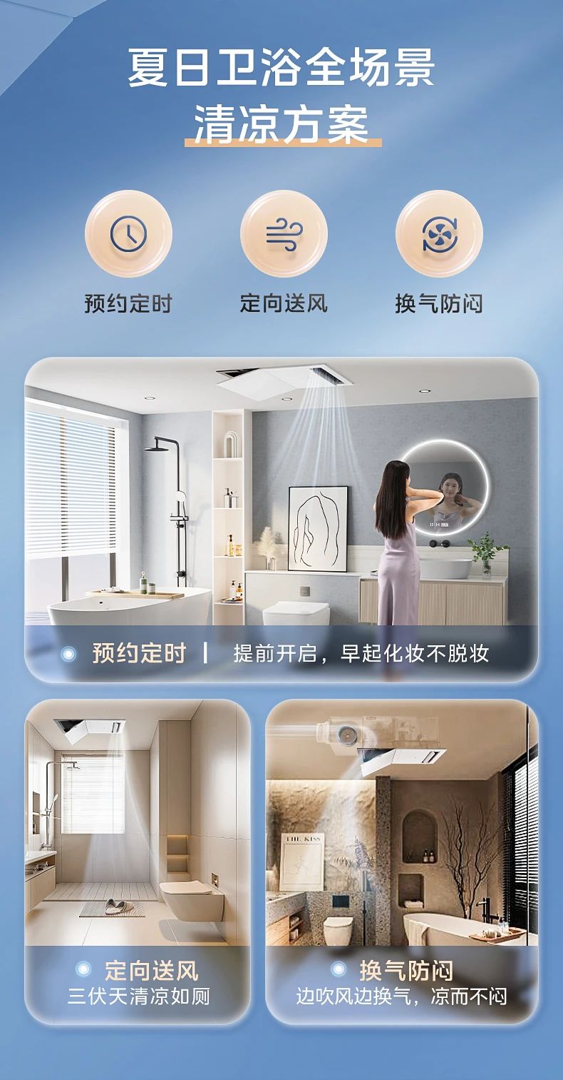 [美的多功能卫浴]中央空调一机多用五合一 大功率速冷暖|机身防潮|小巧易安装