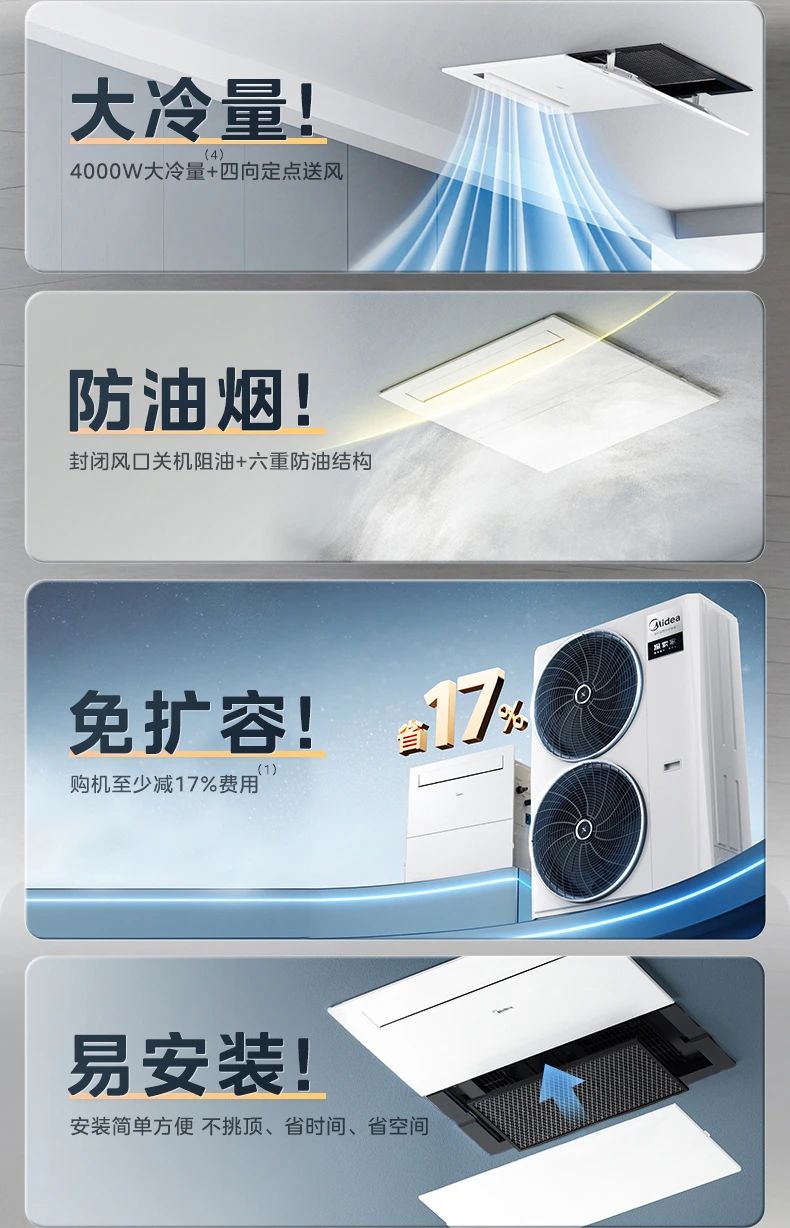 [美的厨清凉]厨房中央空调舒爽做饭 清凉相伴 大冷量|防油烟|免扩容|易安装